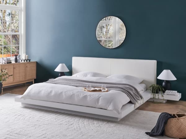 Japansk Stil Sengeramme Hvit Farge 180 x 200 cm Trefinér Lavprofil til Soverom