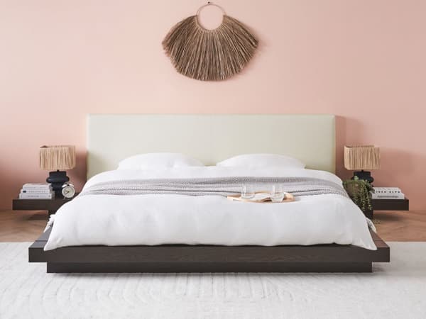 Japansk Stil Sengeramme Mørkt Tre Farge 180 x 200 cm Trefinér Lavprofil til Soverom