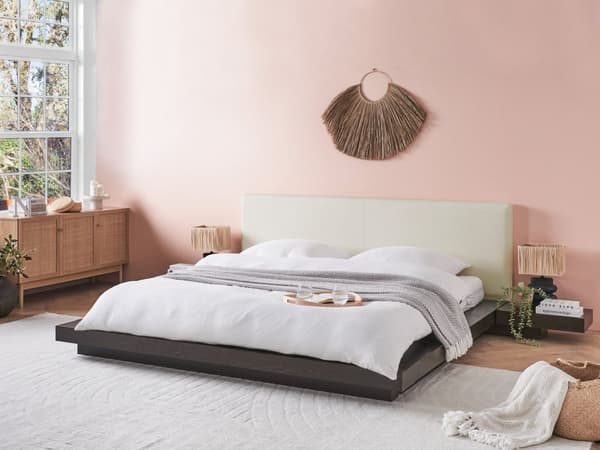 Japansk Stil Sengeramme Mørkt Tre Farge 180 x 200 cm Trefinér Lavprofil til Soverom