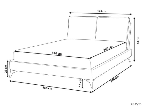 Dobbeltseng Grå Fløyel 140 x 200 cm Møbeltrekk Lamellbunn Tykk Polstret Sengegavl med Puter
