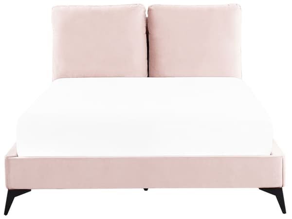 Seng Fløyel Rosa 140 x 200 cm Med sengegavl Moderne Glamourøs Klassisk Soverom