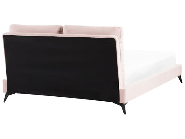 Seng Fløyel Rosa 140 x 200 cm Med sengegavl Moderne Glamourøs Klassisk Soverom