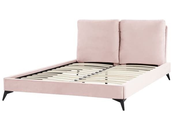 Seng Fløyel Rosa 140 x 200 cm Med sengegavl Moderne Glamourøs Klassisk Soverom