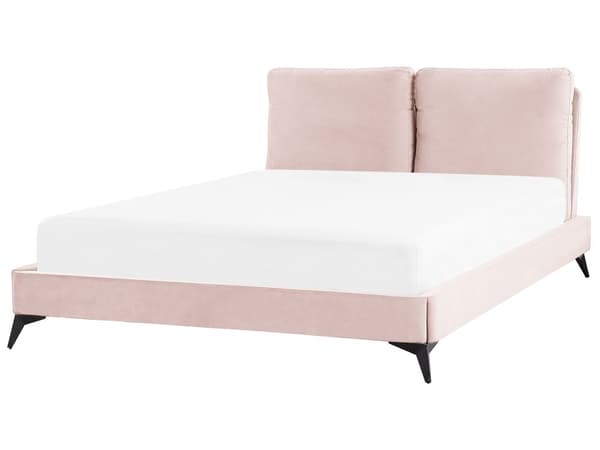 Seng Fløyel Rosa 140 x 200 cm Med sengegavl Moderne Glamourøs Klassisk Soverom