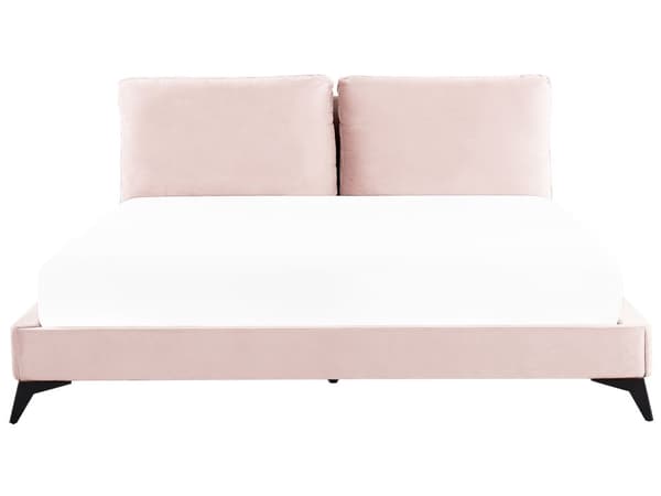 Seng Fløyel Rosa 180 x 200 cm Med sengegavl Moderne Glamourøs Klassisk Soverom