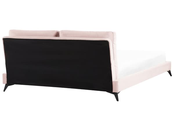 Seng Fløyel Rosa 180 x 200 cm Med sengegavl Moderne Glamourøs Klassisk Soverom