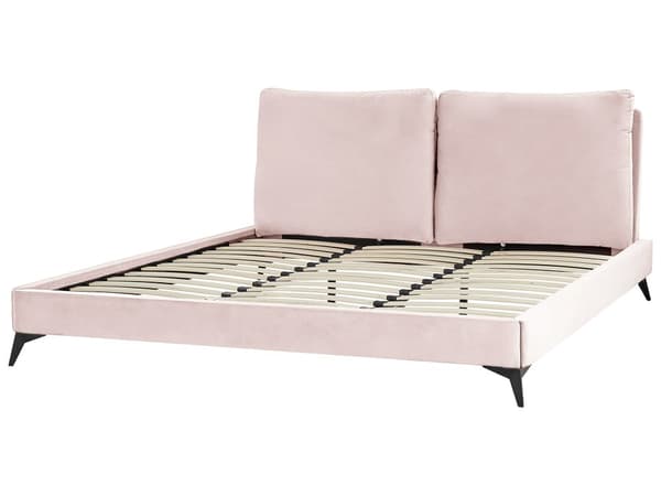 Seng Fløyel Rosa 180 x 200 cm Med sengegavl Moderne Glamourøs Klassisk Soverom