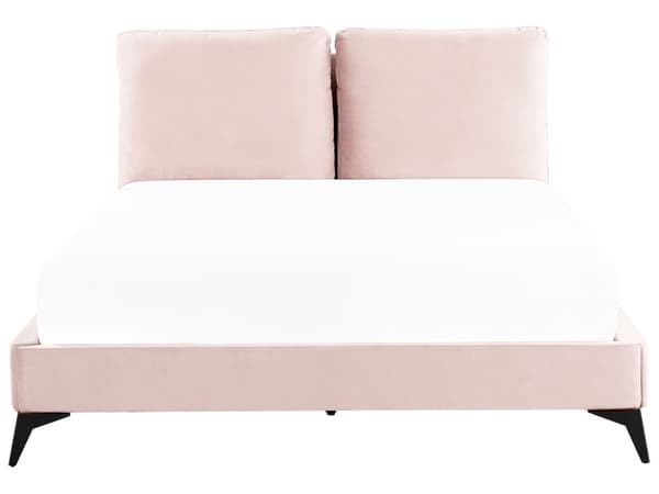 Seng Fløyel Rosa 160 x 200 cm Med sengegavl Moderne Glamourøs Klassisk Soverom
