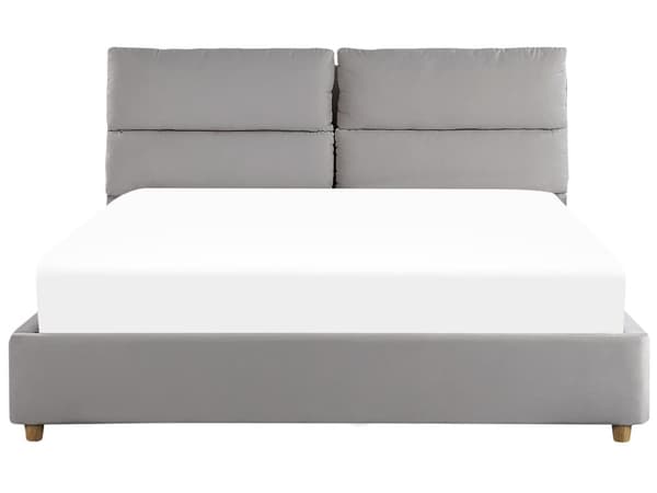 Seng Lysegrå Fløyel 160 x 200 cm Dobbeltseng med oppbevaring Sengegavl Soverom Moderne Retro