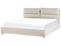 Miniatyrbilde 4 av 11: Seng Beige Fløyel 180 x 200 cm Dobbeltseng med oppbevaring Sengegavl Soverom Moderne Retro