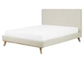 Miniatyrbilde 1 av 11: Beige Seng med Ramme Polstret i Fløyel Treben 160 x 200 cm Moderne Utseende