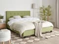 Miniatyrbilde 4 av 11: Seng Stoff Grønn 160 x 200 cm Polstret ramme Sengegavl med knapper Elegant Moderne Soverom