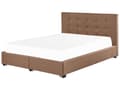 Miniatyrbilde 5 av 11: Seng Stoff Brun 180 x 200 cm Polstret ramme Sengegavl med knapper Skuffer for oppbevaring Elegant Moderne Soverom