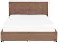 Miniatyrbilde 6 av 11: Seng Stoff Brun 180 x 200 cm Polstret ramme Sengegavl med knapper Skuffer for oppbevaring Elegant Moderne Soverom