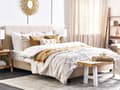Miniatyrbilde 4 av 11: Seng Stoff Beige 180 x 200 cm Polstret ramme Sengegavl med knapper Elegant Moderne Soverom