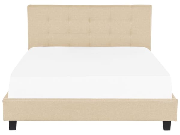 Seng Stoff Beige 180 x 200 cm Polstret ramme Sengegavl med knapper Elegant Moderne Soverom