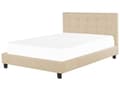 Miniatyrbilde 1 av 11: Seng Stoff Beige 180 x 200 cm Polstret ramme Sengegavl med knapper Elegant Moderne Soverom