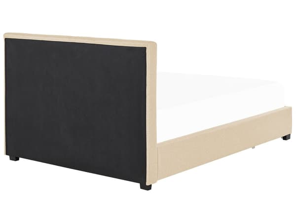 Seng Stoff Beige 140 x 200 cm Polstret ramme Sengegavl med knapper Skuffer for oppbevaring Elegant Moderne Soverom