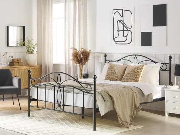 Dobbeltseng Svart Metall 160 x 200 cm Dekorativ Sengegavl Moderne stil