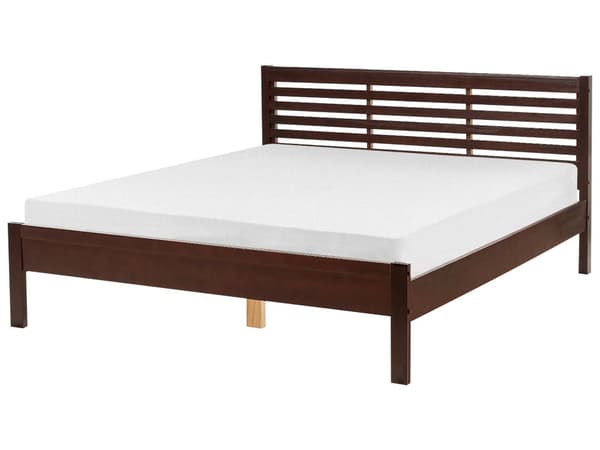 Seng i Mørkt Tre med Sengegavl 160 x 200 cm i Rustikk Design