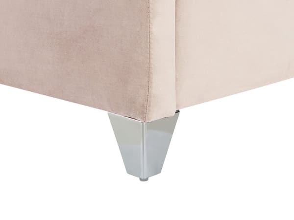 Dobbeltseng Lyserosa Rosa Fløyel 160 x 200 cm Polstret Tuftet Nakkestøtte Glamorøst Design