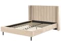 Miniatyrbilde 6 av 10: Seng Beige Fløyel 140 x 200 cm Polstret Sengegavl Gullben Lamellbunn Retro Elegant Soverom