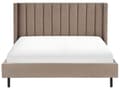 Miniatyrbilde 4 av 10: Seng Taupe Fløyel 180 x 200 cm Polstret Sengegavl Gullben Lamellbunn Retro Elegant Soverom