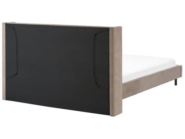 Seng Taupe Fløyel 180 x 200 cm Polstret Sengegavl Gullben Lamellbunn Retro Elegant Soverom