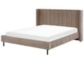 Miniatyrbilde 1 av 10: Seng Taupe Fløyel 180 x 200 cm Polstret Sengegavl Gullben Lamellbunn Retro Elegant Soverom