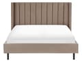 Miniatyrbilde 4 av 10: Seng Taupe Fløyel 160 x 200 cm Polstret Sengegavl Gullben Lamellbunn Retro Elegant Soverom