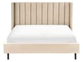 Miniatyrbilde 4 av 10: Seng Beige Fløyel 160 x 200 cm Polstret Sengegavl Gullben Lamellbunn Retro Elegant Soverom