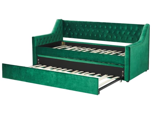 Dagseng Grønn Fløyel 90 x 200 cm med uttrekbar med nagler Moderne Glamour