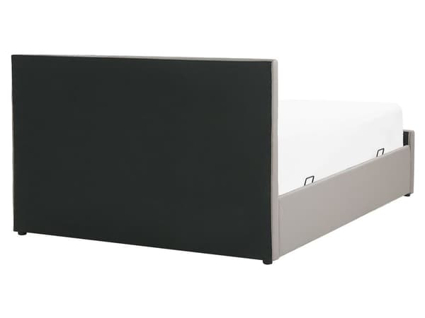 Taupe kunstlærseng 160 x 200 cm Moderne, myk dobbeltseng med oppbevaring Diamantrombe-mønster Quiltet sengeramme Soveromsinspirasjon