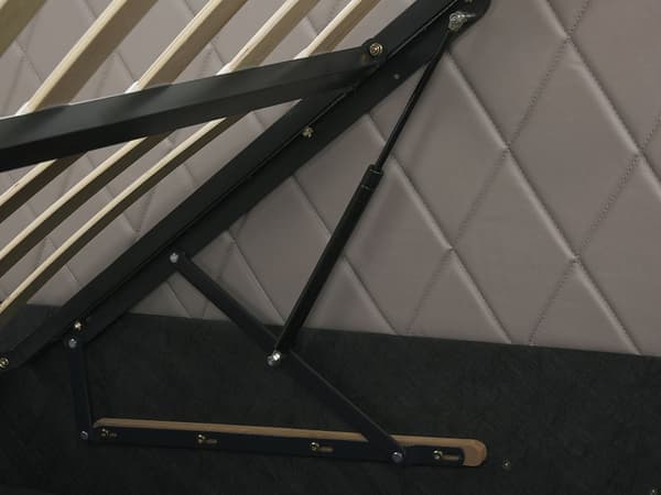 Taupe kunstlærseng 160 x 200 cm Moderne, myk dobbeltseng med oppbevaring Diamantrombe-mønster Quiltet sengeramme Soveromsinspirasjon