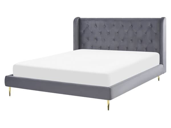 Sengeramme med ribbebunn Grå Fløyel 160 x 200 cm Elegant Design