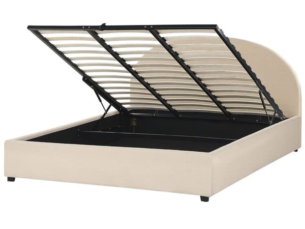 Seng med oppbevaring Boucle Polyester Storage Bed Beige Boucle Polyester 180 x 200 cm Retro