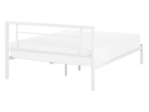 Sengeramme Hvit Metall 140 x 200 cm Solid Tre Industriell Minimalistisk Moderne