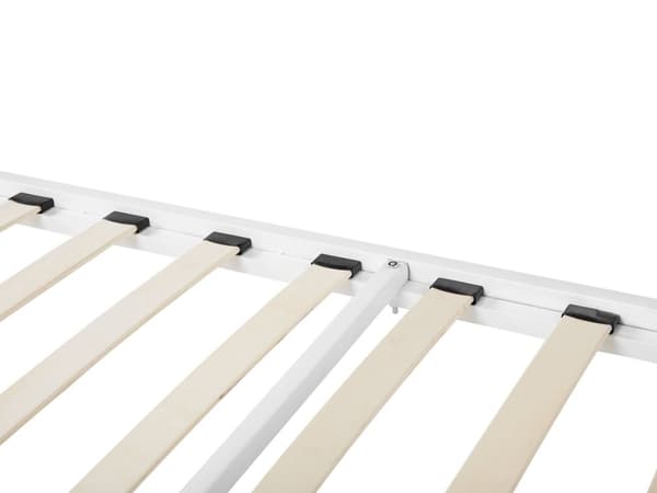 Sengeramme Hvit Metall 140 x 200 cm Solid Tre Industriell Minimalistisk Moderne