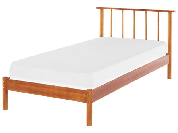 Enkeltseng Lys Furu 90 x 200 cm Sengegavl Lamellseng Ramme Minimalistisk Rustikk