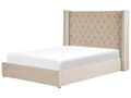 Miniatyrbillede 5 af 11: Seng Beige Polstret Velour 140 x 200 cm Trekvart Halvanden mands Seng med Opbevaring Lamelbund Tuftet Sengegavl Tilbehør Soveværelse