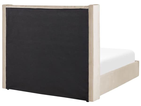 Seng Beige Polstret Velour 140 x 200 cm Trekvart Halvanden mands Seng med Opbevaring Lamelbund Tuftet Sengegavl Tilbehør Soveværelse
