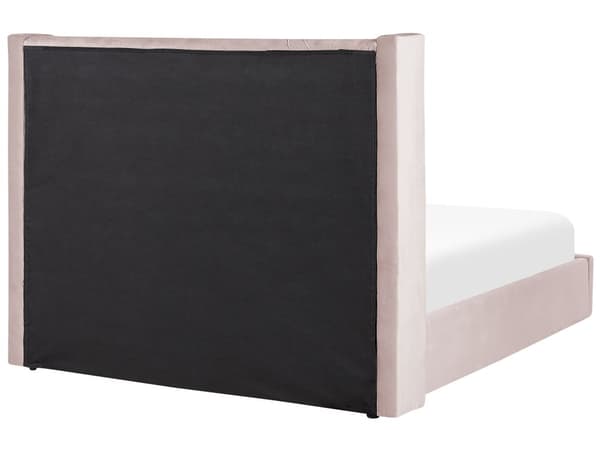 Seng Lyserød Polstret Velour 160 x 200 cm Dobbeltseng med Opbevaring Lamelbund Tuftet Sengegavl Tilbehør Soveværelse