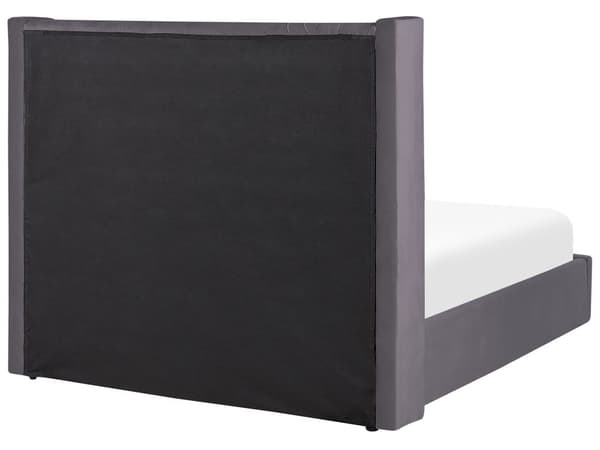 Dubbelsäng Sängram Ribbor Grå Sammet Tuftad Huvudgavel 140 x 200 cm Glam Design