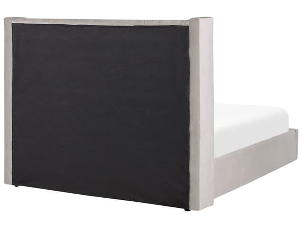 Dubbelsäng Sängram Ribbor Ljusgrå Sammet Tuftad Huvudgavel 160 x 200 cm Glam Design