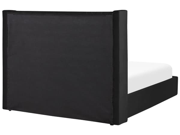 Dubbelsäng Sängram Ribbor Svart Sammet Tuftad Huvudgavel 160 x 200 cm Glam Design