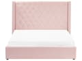 Miniatyrbilde 6 av 11: Seng Rosa Fløyel 160 x 200 cm Med oppbevaring Lamellbunn Høy sengegavl Elegant Klassisk stil Glam Soverom