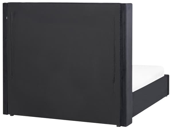 Seng Svart Fløyel 140 x 200 cm Med oppbevaring Lamellbunn Høy sengegavl Elegant Klassisk stil Glam Soverom