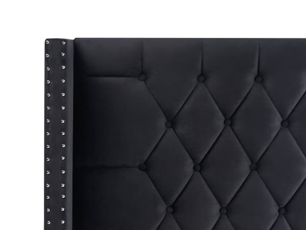 Seng Svart Fløyel 140 x 200 cm Med oppbevaring Lamellbunn Høy sengegavl Elegant Klassisk stil Glam Soverom