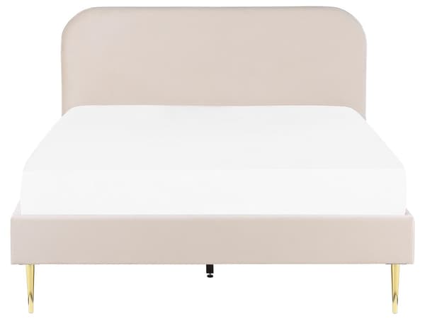 Parisänky vaalea beige 173 x 215 x 109 cm puu rauta sametti sälepohja glamour retro 160 x 200