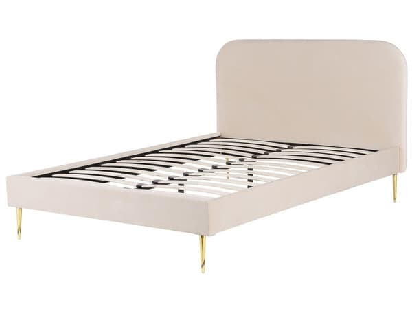 Parisänky vaalea beige 173 x 215 x 109 cm puu rauta sametti sälepohja glamour retro 160 x 200